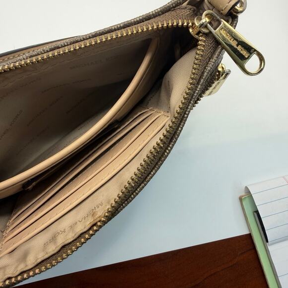 Michael Kors Brown Logo Small Leather Wristlet Shoulder Bag - Picture 7 of 9